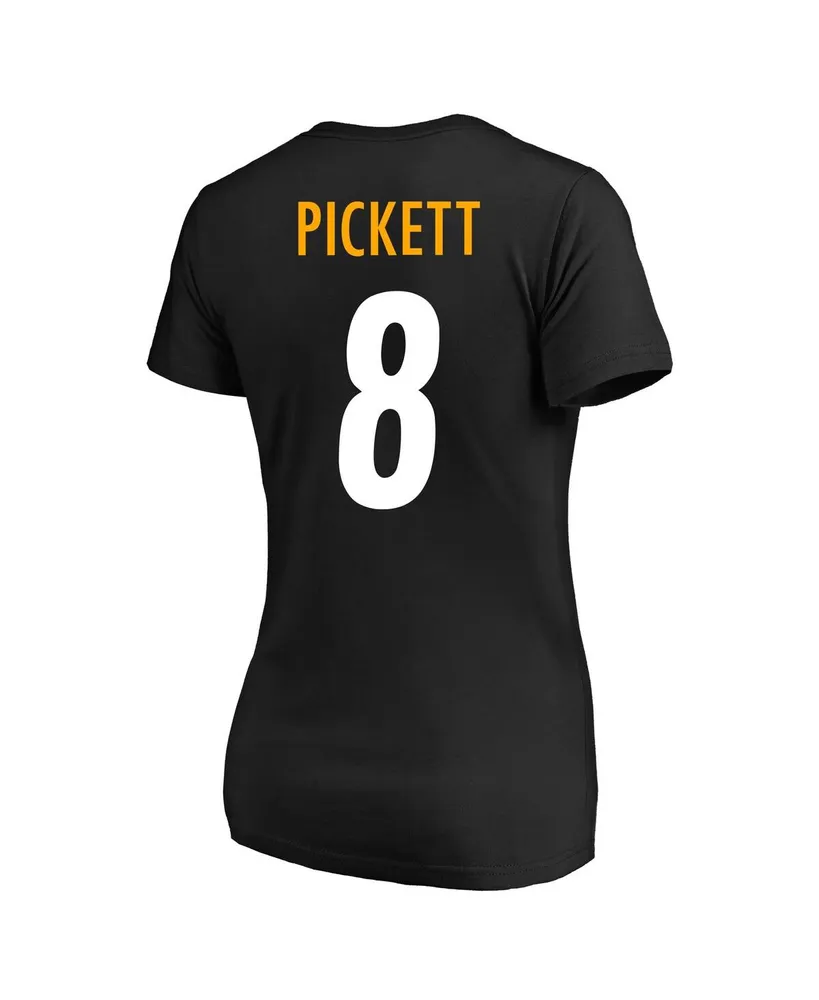 Women's Fanatics Kenny Pickett Black Pittsburgh Steelers Plus Player Name and Number V-Neck T-shirt