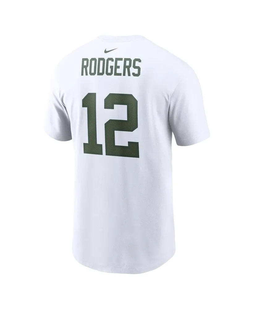 Men's Nike Aaron Rodgers White Green Bay Packers Player Name and Number T-shirt