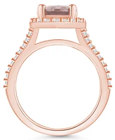 Macy's Morganite (2-1/2 ct. t.w.) and Diamond (3/ Halo Ring 14K Rose Gold