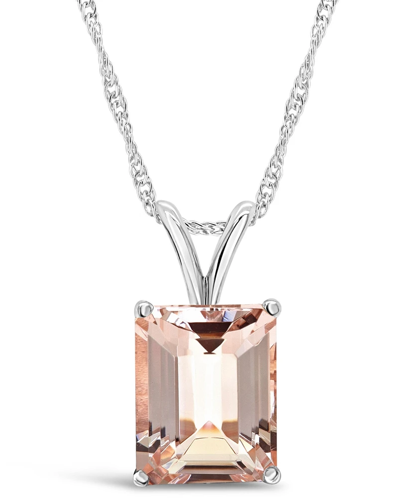 Macy's Morganite (3 ct. t.w.) Pendant Necklace in 14K White Gold