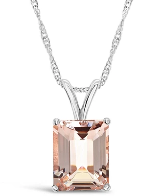 Macy's Morganite (3 ct. t.w.) Pendant Necklace in 14K White Gold