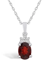 Macy's Garnet (1-1/2 Ct. T.w.) and Diamond (1/10 Ct. T.w.) Pendant Necklace in 14K Gold