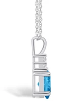 Macy's Blue Topaz (1-5/8 Ct. T.w.) and Diamond (1/10 Ct. T.w.) Pendant Necklace in 14K Gold