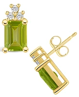 Macy's Peridot (3-3/8 ct. t.w.) and Diamond (1/5 ct. t.w.) Stud Earrings in 14K Yellow Gold
