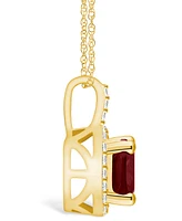 Macy's Garnet (2-3/4 Ct. T.w.) and Diamond (1/4 Ct. T.w.) Halo Pendant Necklace in 14K Yellow Gold