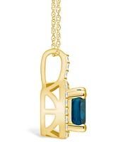 Macy's London Blue Topaz (2-3/4 Ct. T.w.) and Diamond (1/4 Ct. T.w.) Halo Pendant Necklace in 14K Yellow Gold