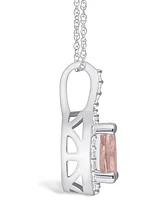 Macy's Morganite (3/4 Ct. T.w.) and Diamond (1/5 Ct. T.w.) Halo Pendant Necklace in 14K Gold