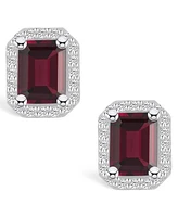 Macy's Garnet (3-7/8 ct. t.w.) and Diamond (3/8 ct. t.w.) Halo Stud Earrings in 14K Gold
