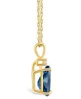 London Blue Topaz (1 ct. t.w.) and Diamond Accent Pendant Necklace 14K Yellow Gold or White