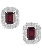 Macy's Garnet (2-1/2 ct. t.w.) and Diamond (3/4 ct. t.w.) Halo Stud Earrings in 14K Gold
