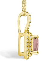 Macy's Morganite (2 Ct. T.w.) and Diamond (1/2 Ct. T.w.) Halo Pendant Necklace in 14K Yellow Gold