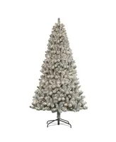 Puleo 6FT Pre-Lit Flocked Vancouver Pine Tree