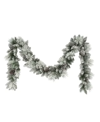 110" Flocked Berkshire Spruce Garland with Pine Cones, 170 Tips