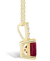 Macy's Garnet (-/ Ct. T.w.) and Diamond Accent Pendant Necklace in 14K Yellow Gold