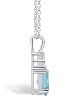 Macy's Aquamarine (1-1/7 Ct. T.w.) and Diamond (1/10 Ct. T.w.) Pendant Necklace in 14K Gold