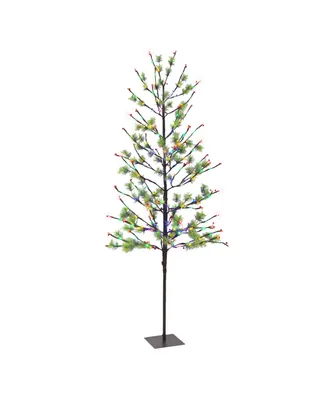 6' Pre-Lit Twig Tree with 240 Multi-Color Led Twinkle Lights, 60 Tips