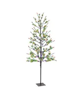 6' Pre-Lit Twig Tree with 240 Multi-Color Led Twinkle Lights, 60 Tips