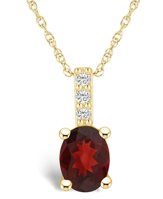 Macy's Garnet (1-1/2 Ct. T.w.) and Diamond Accent Pendant Necklace in 14K Yellow Gold