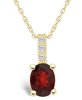 Macy's Garnet (1-1/2 Ct. T.w.) and Diamond Accent Pendant Necklace in 14K Yellow Gold
