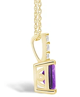 Macy's Amethyst (1-5/8 Ct. T.w.) and Diamond Accent Pendant Necklace in 14K Yellow Gold