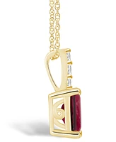 Macy's Garnet (2 Ct. T.w.) and Diamond Accent Pendant Necklace in 14K Yellow Gold