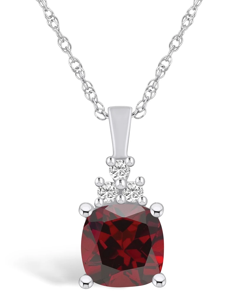 Macy's Garnet (2-3/4 Ct. T.w.) and Diamond (1/10 Ct. T.w.) Pendant Necklace in 14K Gold