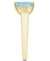 Macy's Aquamarine and Diamond Ring (1-3/8 ct.t.w 1/4 ct.t.w) 14K Yellow Gold