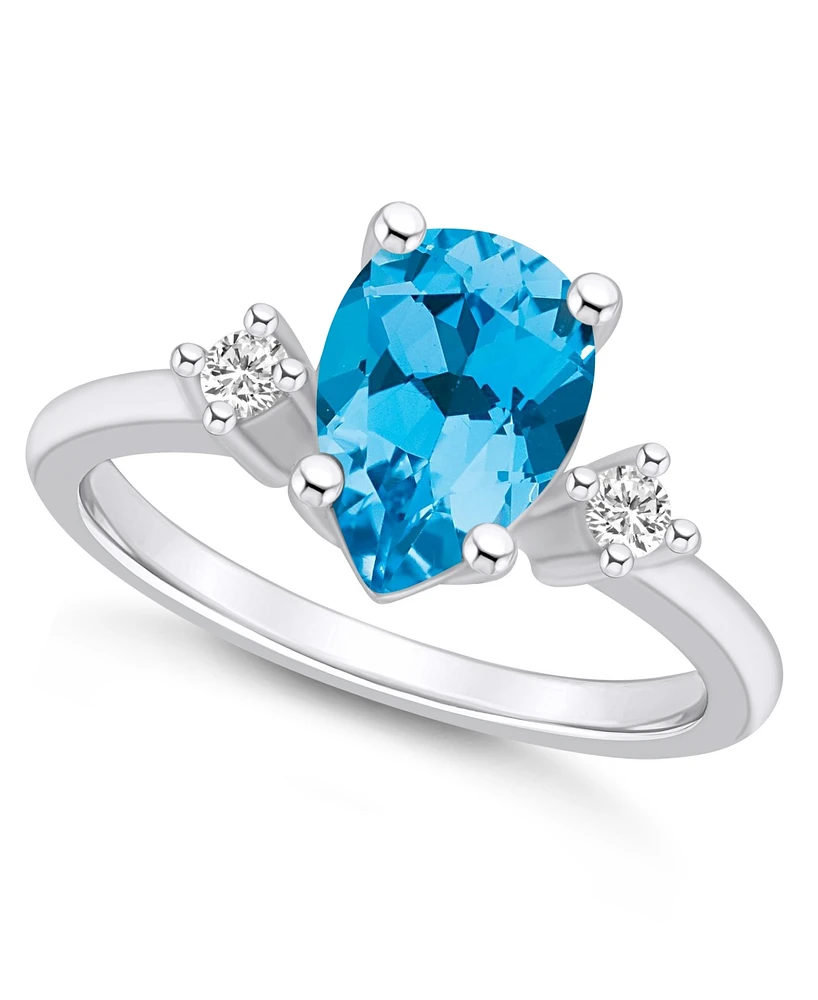 Macy's Blue Topaz and Diamond Ring (2-1/2 ct.t.w 1/10 ct.t.w) 14K Gold