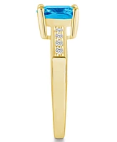 Macy's Blue Topaz and Diamond Ring (2-3/4 ct.t.w 1/8 ct.t.w) 14K Yellow Gold