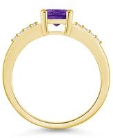 Macy's Amethyst and Diamond Ring (1- 1/5 ct.t.w 1/8 ct.t.w) 14K Yellow Gold