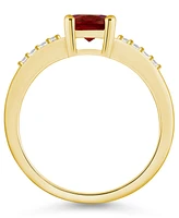 Macy's Garnet and Diamond Ring (1-1/2 ct.t.w 1/8 ct.t.w) 14K Yellow Gold