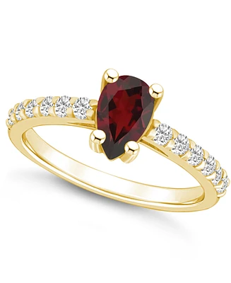 Macy's Garnet (1-1/10 Ct. T.w.) and Diamond (1/3 Ring 14K Yellow Gold