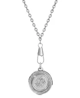 2028 Silver-Tone Vintage-Like Pendant Dime Holder Necklace