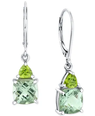 Green Quartz (3 ct. t.w.) & Peridot (3/4 ct. t.w.) Leverback Drop Earrings in Sterling Silver