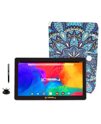 Linsay New 7" Tablet Bundle with Mandala Blue Case, Pop Holder and Pen Stylus 64GB Newest Android 13