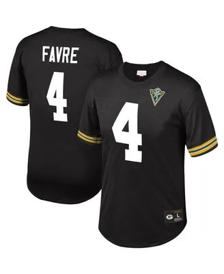 Men's Mitchell & Ness Brett Favre Black Green Bay Packers Retired Player Name and Number Mesh Top