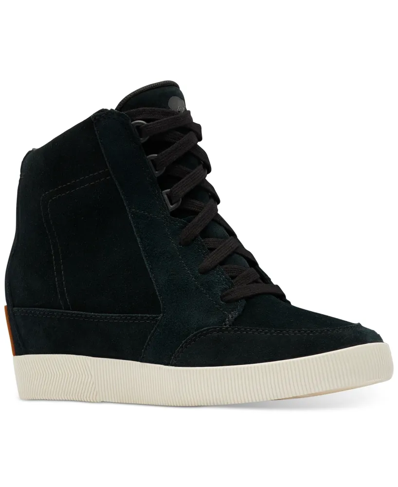 Hitop Wedge Trainers With A Front Lace Up In Black Suede | Where's That  From | SilkFred US