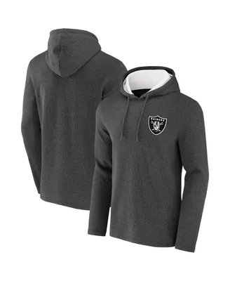 Men's Nfl x Darius Rucker Collection by Fanatics Heathered Charcoal Las Vegas Raiders Waffle Knit Pullover Hoodie