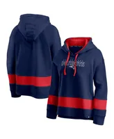 Women's Fanatics Navy and Red New England Patriots Colors of Pride Colorblock Pullover Hoodie