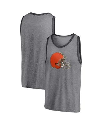 Men's Fanatics Heathered Gray and Charcoal Cleveland Browns Famous Tri-Blend Tank Top