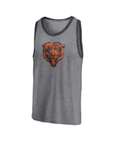 Men's Fanatics Heathered Gray and Heathered Charcoal Chicago Bears Famous Tri-Blend Tank Top