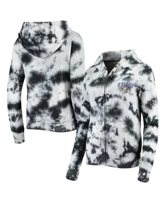 Women's New Era Black Baltimore Ravens Tie Dye Fleece Full-Zip Hoodie