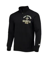 Men's Starter Black New Orleans Saints Heisman Quarter-Zip Jacket