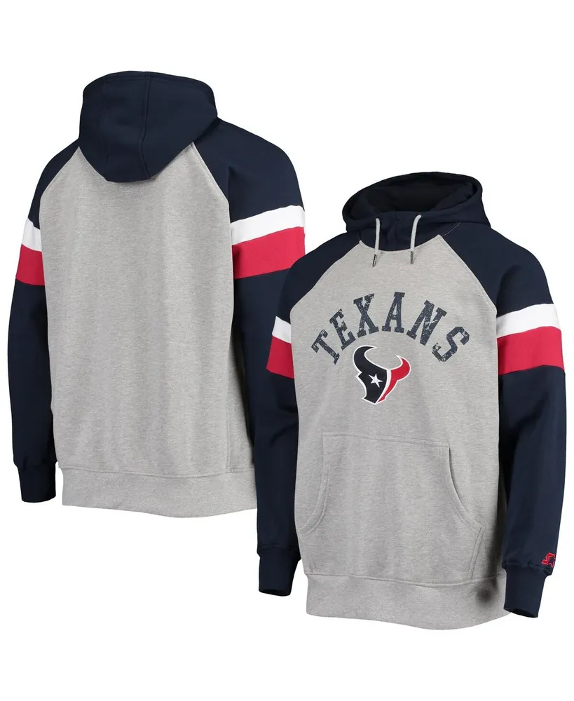 Men's Starter Heathered Gray, Navy Houston Texans Home Run Raglan Pullover Hoodie