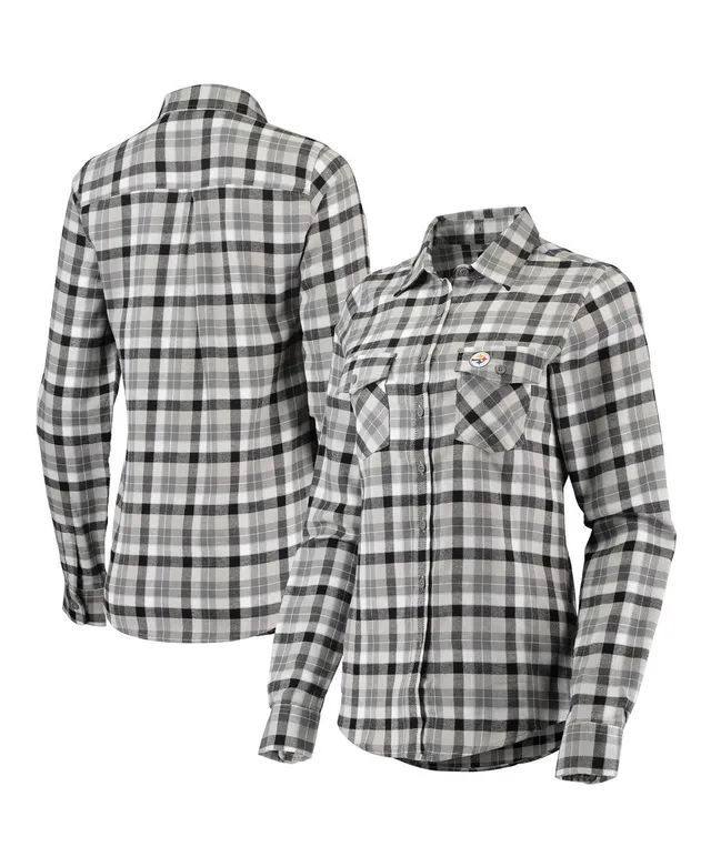 Women's WEAR By Erin Andrews College Navy Seattle Seahawks Button-Up Plaid  Long Sleeve Shirt