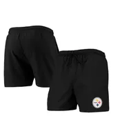 Men's Foco Black Pittsburgh Steelers Magic Print Palm Traditional Swim Shorts