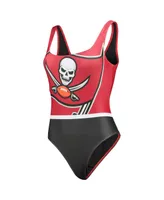 Women's Foco Red Tampa Bay Buccaneers Team One-Piece Swimsuit