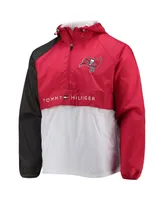 Men's Tommy Hilfiger Red, Pewter Tampa Bay Buccaneers Raglan Half-Zip Pullover Top