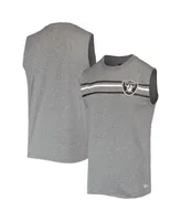 Men's New Era Heathered Gray Las Vegas Raiders Brushed Sleeveless Tank Top