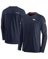 Men's Nike Navy Denver Broncos 2022 Sideline Coach Chevron Lock Up Performance Long Sleeve T-shirt